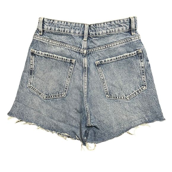 Zara Womens High Rise Blue Distressed Shorts Size - US 4 - Picture 2 of 8